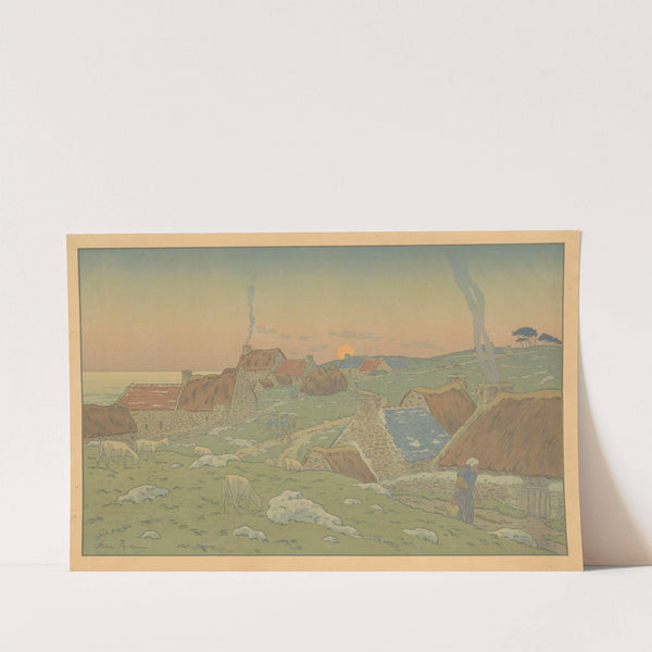 Bretons vissersdorp bij ondergaande zon (1874 - 1951) by Henri Rivière