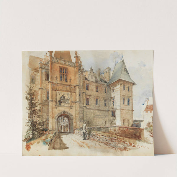 Bridge and Entrance to Žleby Castle by Rudolf von Alt