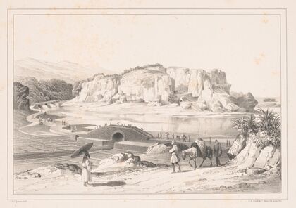 Bridge & causeway at Ma-Chi-Na-Too, Lew Chew (1856)