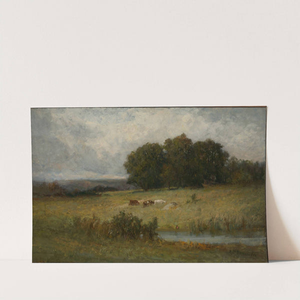 Bright Scene of Cattle near Stream by Edward Mitchell Bannister