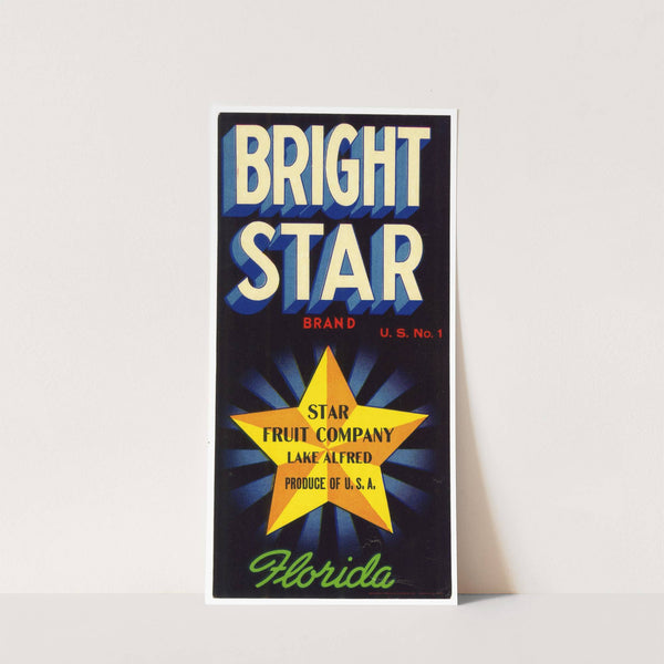 Bright Star Brand Fruit Label (1930-1950)