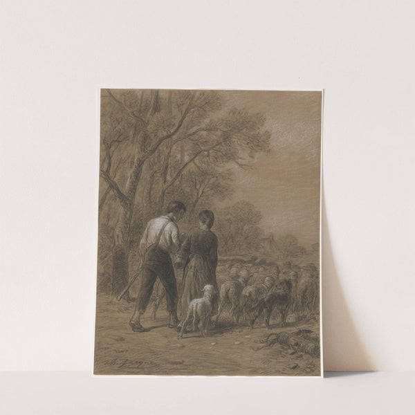 Bringing in the Sheep (1800s) by Charles Emile Jacque