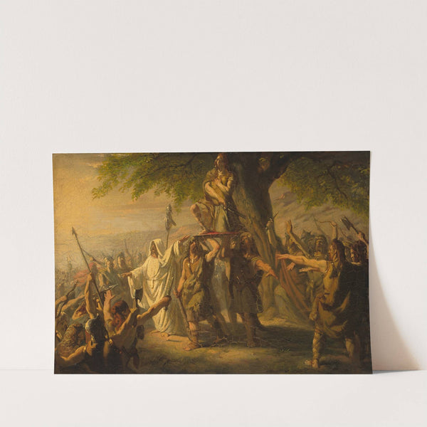 Brinio als leider der Kaninefaten op het schild geheven, Anno 70 by Barend Wijnveld