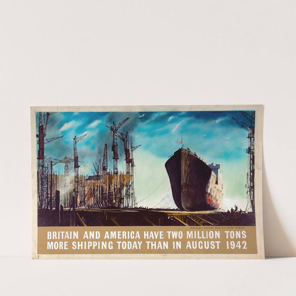 Britain and America have two million tons more shipping than in August 1942 by Rowland Hilder