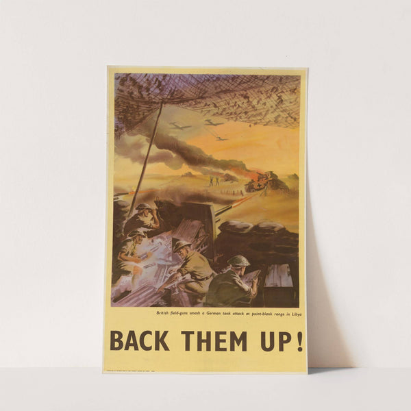 British Field-Guns Smash a German Tank Attack at Point-Blank Range in Libya - Back Them Up! by Harold Pym