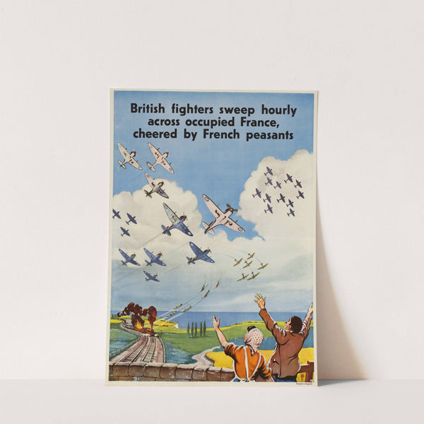 British Fighters Sweep Hourly Across Occupied France, Cheered by French Peasants by Roland Davies