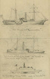 Broadside views of three steamships.