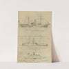 Broadside views of three steamships. by Alfred Rudolph Waud