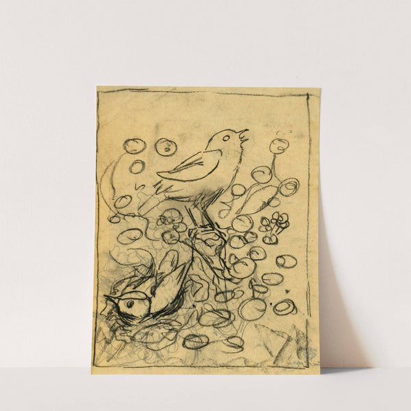 Broedende en fluitende zangvogel by Theo van Hoytema