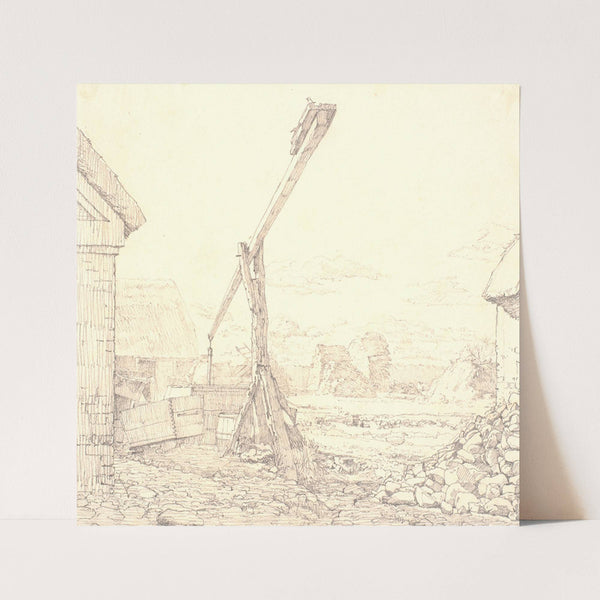 Brøndvippe i en bondegård, solskin by Christen Købke