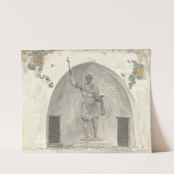 Bronzen beeld van keizer op het marktplein van Barletta (1778) by Abraham-Louis-Rodolphe Ducros