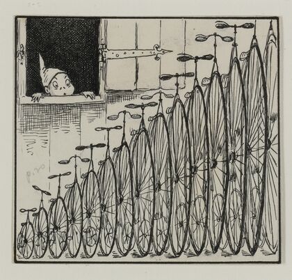 Brownie with row of bicycles