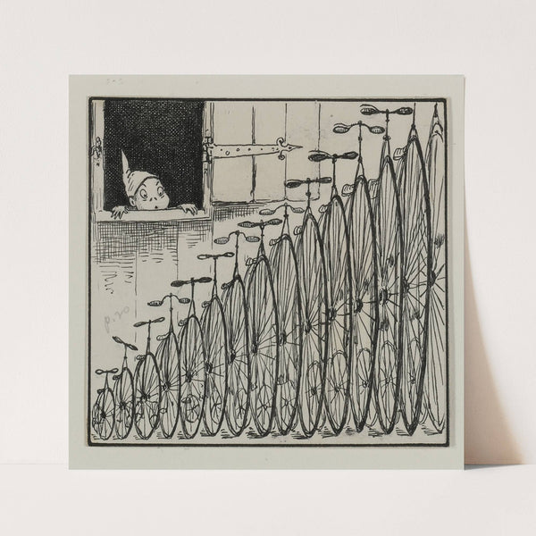 Brownie with row of bicycles by Palmer Cox