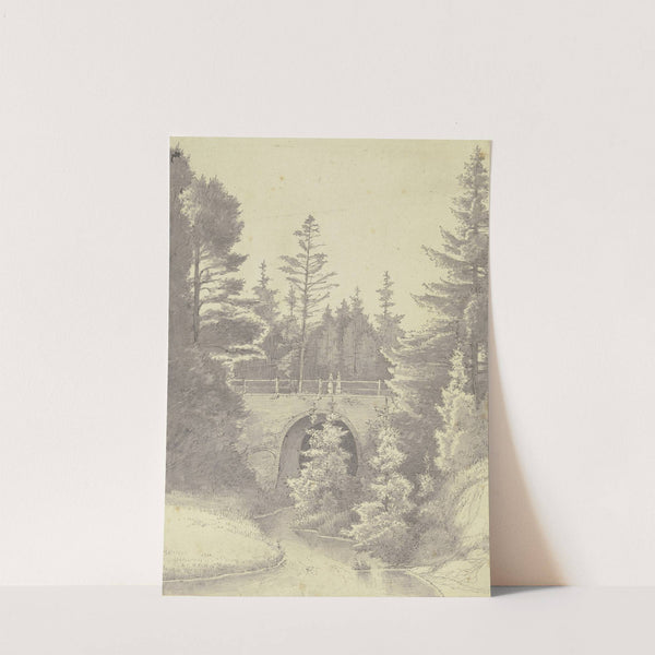 Brücke über einem Bach im Wald by Ludwig Hoffstadt