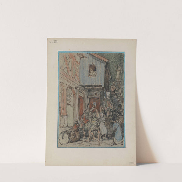 Bruin wordt aangevallen door de dorpelingen by Bernard Willem Wierink