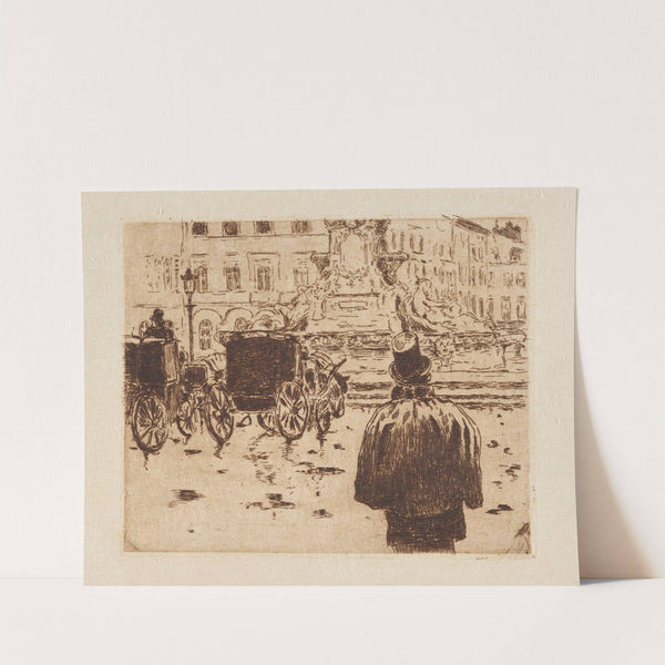 Brussels stadsplein met koetsen en personages (1893) by Alfred William Finch