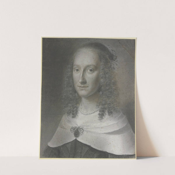 Brustbild einer Dame mit langen Locken und weißem Umschlagetuch, gehalten von einer Agraffe by Wallerant Vaillant