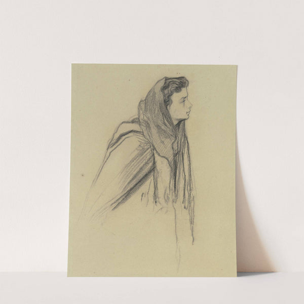 Brustbild einer Frau mit Kopftuch nach rechts by Victor Müller