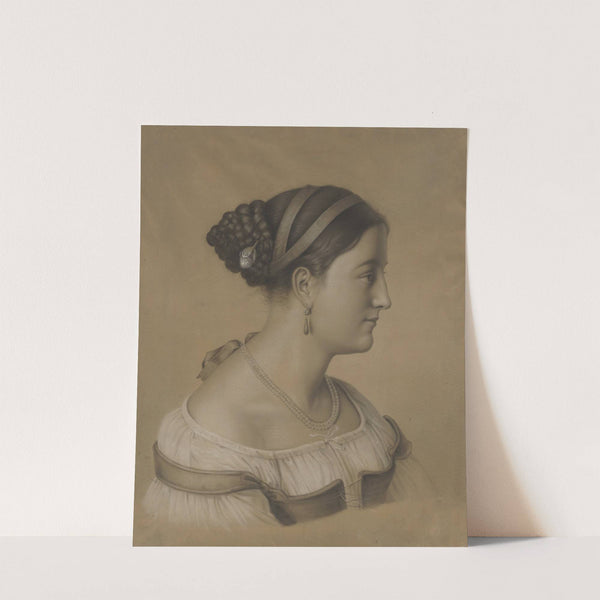 Brustbild einer junge Römerin im Profil nach rechts mit einer Perlenschnur um den Hals by Theodor Pelissier