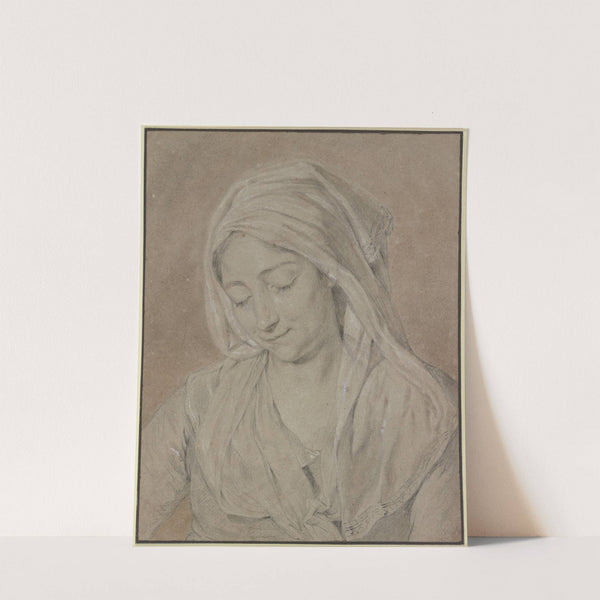 Brustbild einer niederblickenden Frau mit Kopftuch by Nicolas Bernard Lépicié