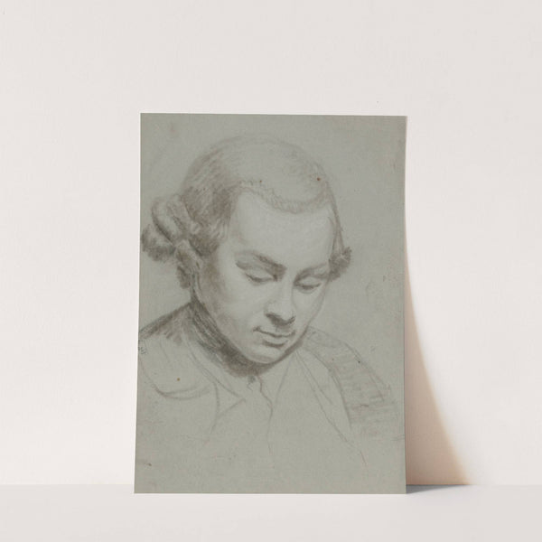 Brustbild eines bartlosen Mannes, der nach unten blickt by Johann Friedrich August Tischbein