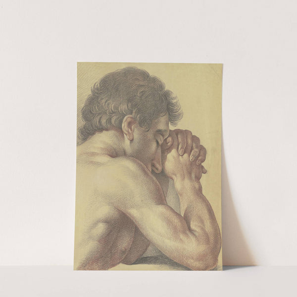 Brustbild eines betenden nackten Mannes, halb vom Rücken gesehen by Friedrich Wilhelm Schäfer