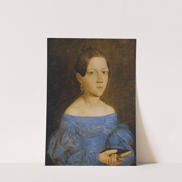 Brustbild eines jungen Mädchens in blauem Kleid by Friedrich Wasmann