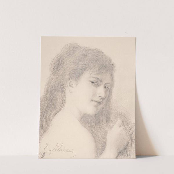 Brystbillede af en kvinde, der fletter sit hår (1833) by Elisabeth Jerichau Baumann