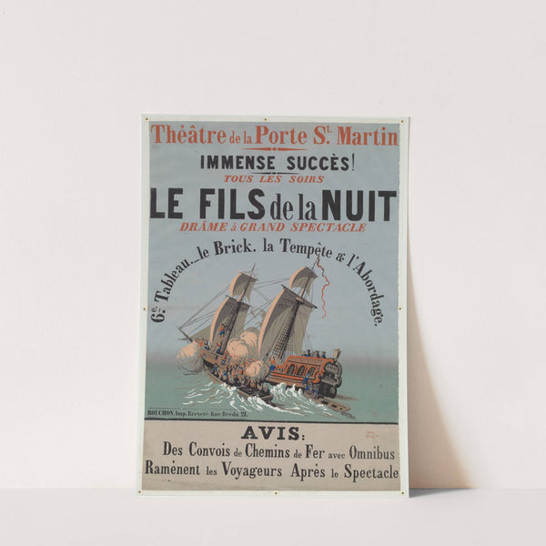 BThéâtre de la Porte St Martin… Le Fils de la nuit. Drame à grand spectacle (1856) by Imp. Rouchon