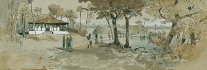 Buddhistischer Tempel bei Point de Galle, Wakwalla auf Ceylon (Sri Lanka) (1858)