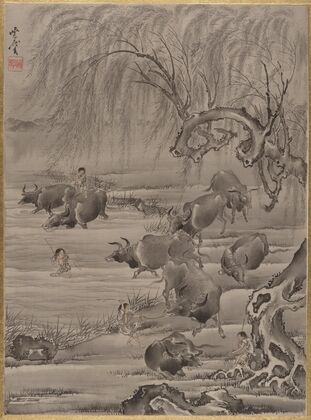 Buffalo and Herdsman (ca. 1887)