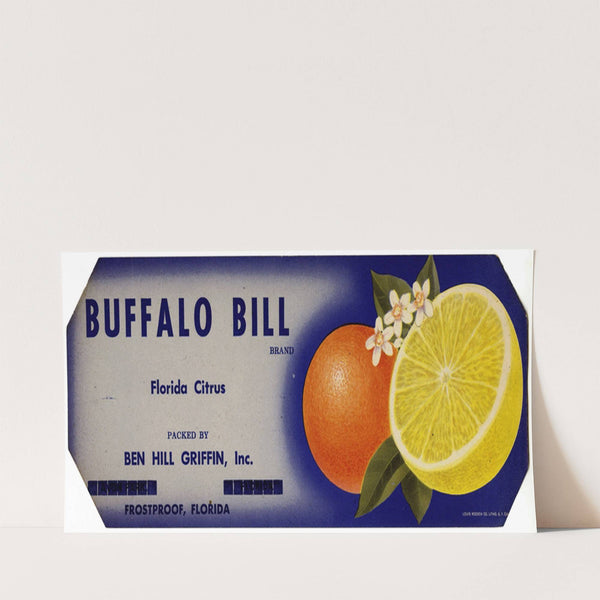 Buffalo Bill Brand Florida Citrus Label (1930-1950)