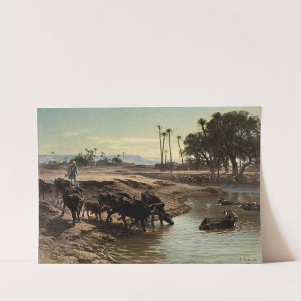Buffaloes Bathing In The Nile by Léon-Adolphe-Auguste Belly