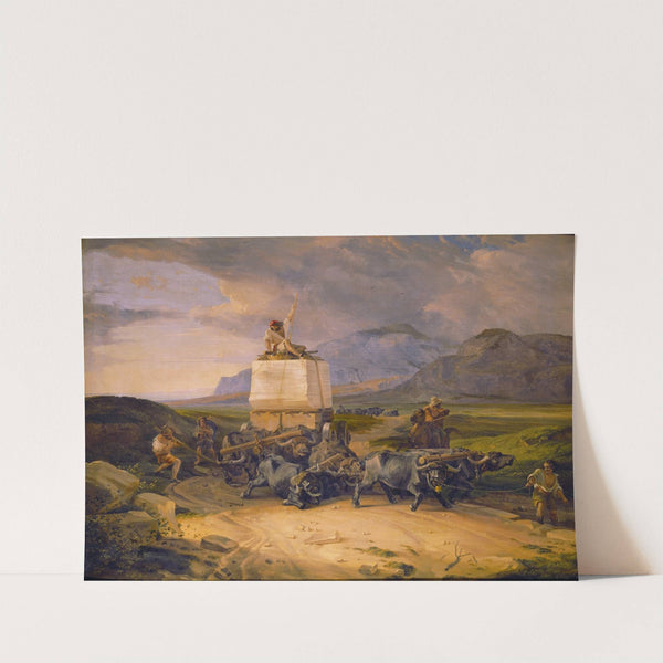 Buffaloes Dragging A Block Of Marble by Friedrich von Nerly