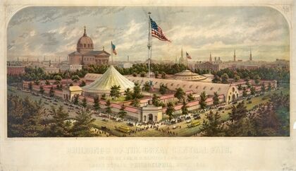 Buildings of the Great Central Fair, in aid of the U.S. Sanitary Commission, Logan Square, Philadelphia, June 1864 (1864)