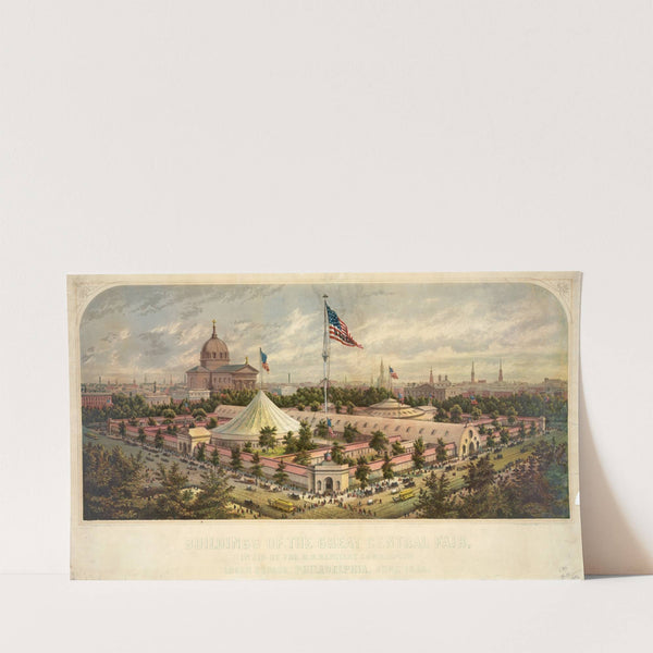 Buildings of the Great Central Fair, in aid of the U.S. Sanitary Commission, Logan Square, Philadelphia, June 1864 (1864) by James Fuller Queen