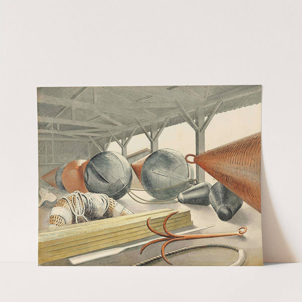 Buoys and Grappling Hook by Eric Ravilious
