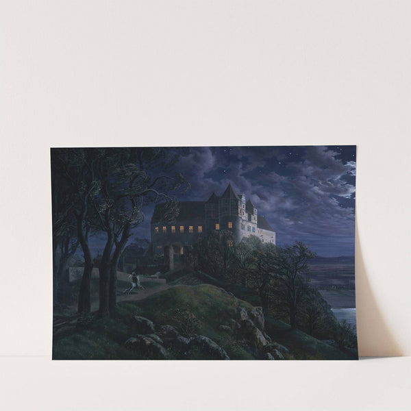 Burg Scharfenberg at Night by Ernst Ferdinand Oehme