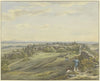 Burghof der Ruine Falkenstein mit Ausblick auf die Mainebene, den Odenwald und die Rheinberge