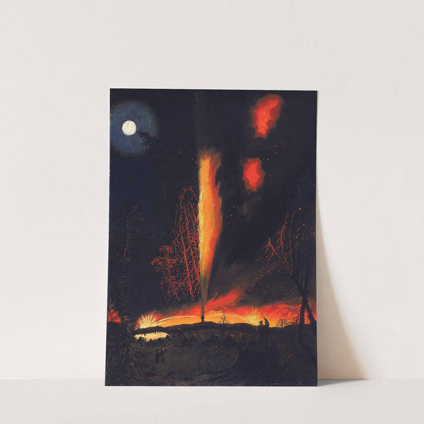 Burning Oil Well at Night, near Rouseville, Pennsylvania by James Hamilton