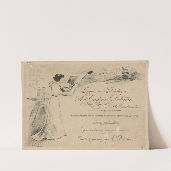 Business card of printers Auguste and Eugène Delâtre in Paris (1902) by Henri Somm