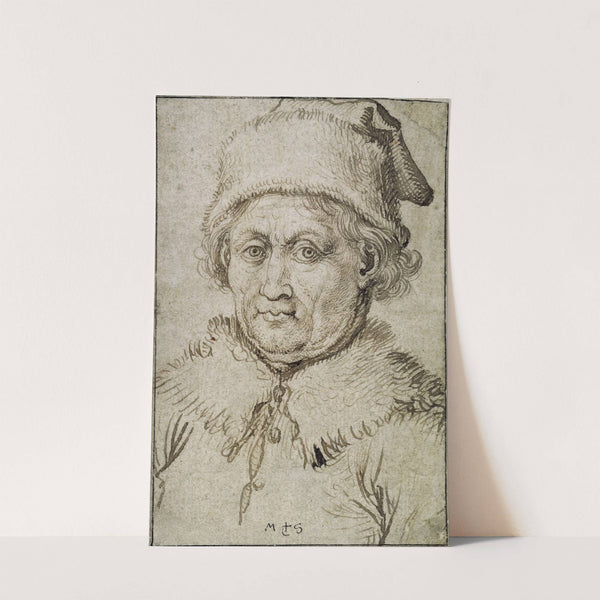 Bust-length image of an old man with fur collar and hat by Martin Schongauer