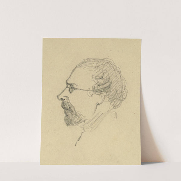 Bust-length profile portrait of a man wearing glasses by Alfred Rudolph Waud