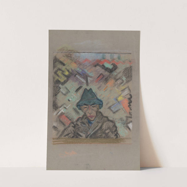 Bust of a Man in a Hat with Decorative Background by Arnold Peter Weisz-Kubínčan