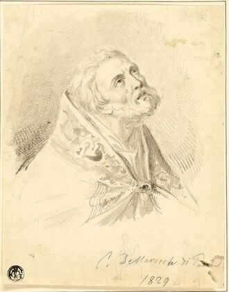 Bust of Bishop Saint, with Slight Figure Sketches — size preview