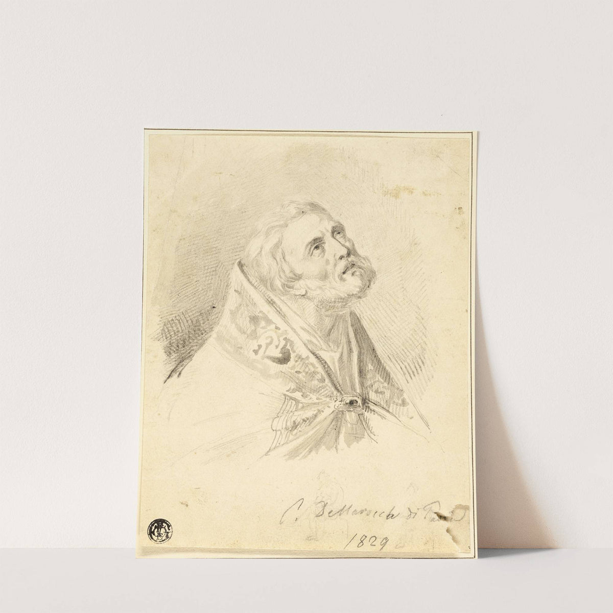 Bust of Bishop Saint, with Slight Figure Sketches by Carlo Dellarocca