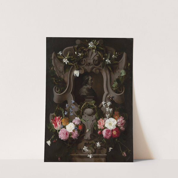 Bust of Constantijn Huygens Surrounded by a Garland of Flowers (1644) by Daniel Seghers