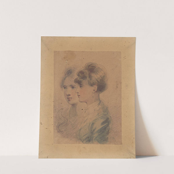 Bust portrait of two young ladies facing left by John Rubens Smith