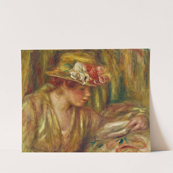 Buste de femme (Andrée en chapeau lisant, la tête tournée à droite) (1917) by Pierre-Auguste Renoir
