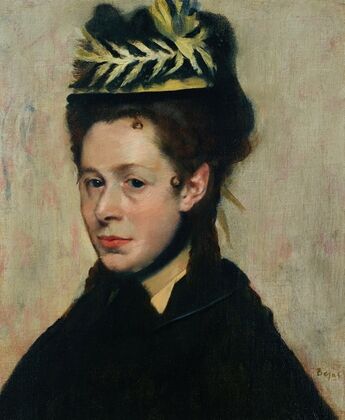 Buste de femme au chapeau à plumes